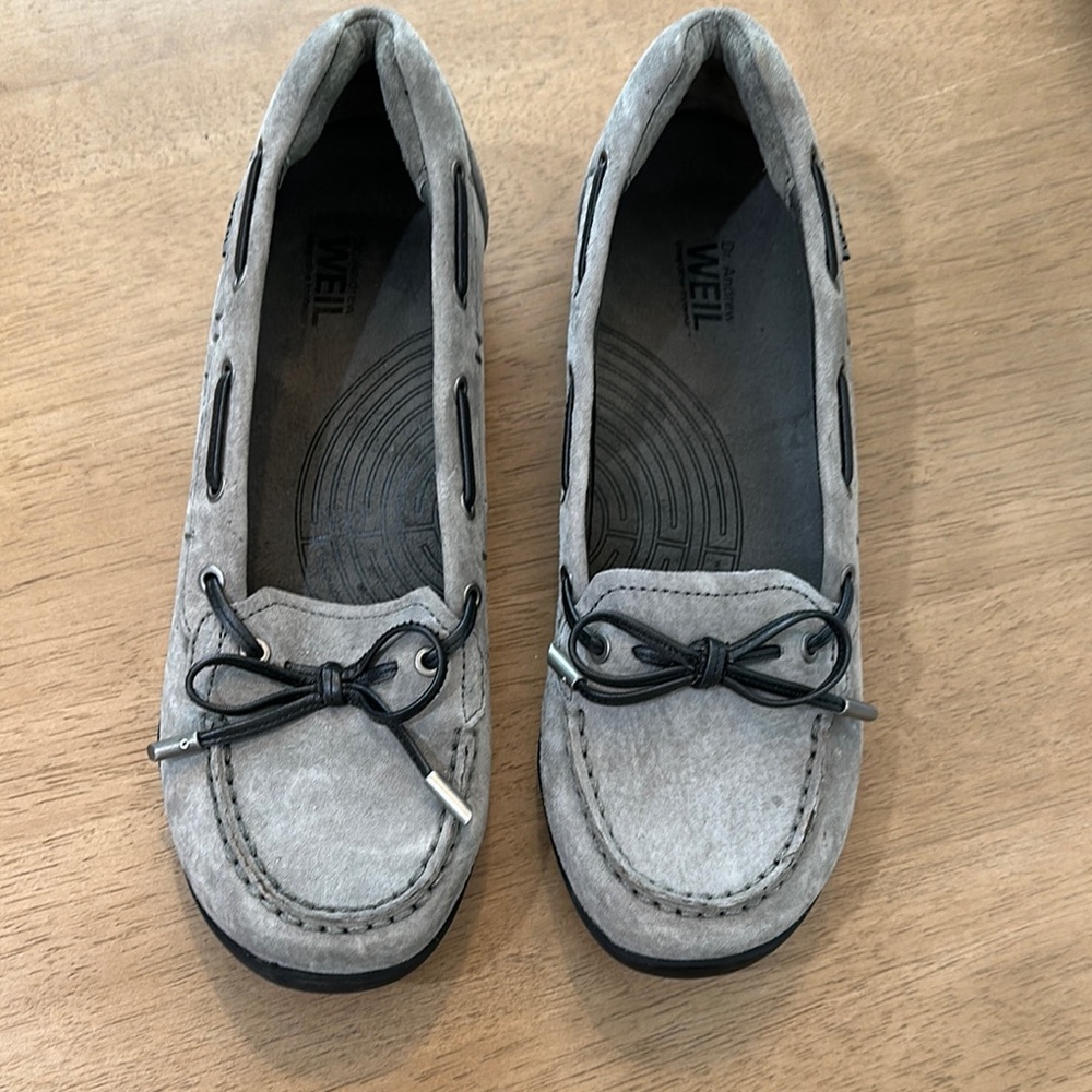 Dr Andrew Weil Gray Suede Leather Women's Loafers